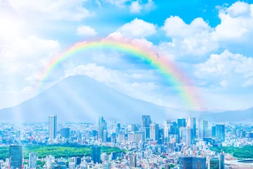 Poster 富士山と東京の都市風景 © kurosuke