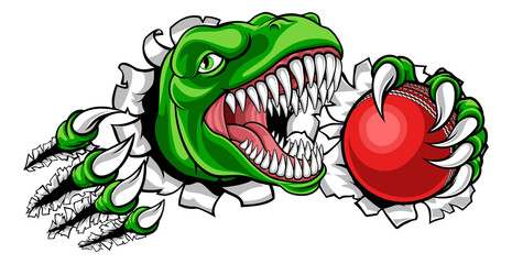 Dinosaur Cricket Player Animal Sports Mascot © Christos Georghiou