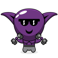 purple goblin fitness simple character cartoon vector