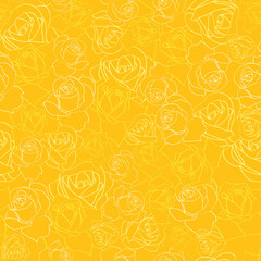 Vector seamless pattern with yellow line roses 