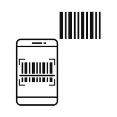 Scan Barcode with phone. Flat design. Isolated on white background