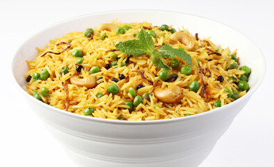 Indian Vegetable peas Pulav or Biryani made using Basmati Rice and Vegetable
