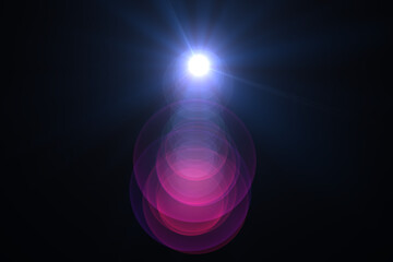 Beautiful lens flare effect on black background