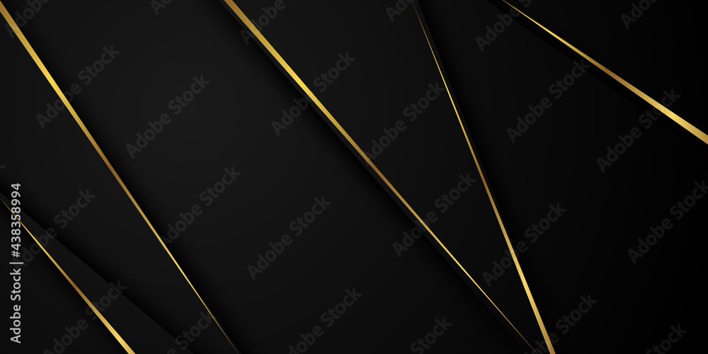 Wall mural abstract black and gold pattern and background poster with dynamic waves. vector illustration.
