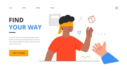 Man at tangled ways psychological concept