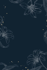 Blooming lily floral frame mobile phone wallpaper illustration