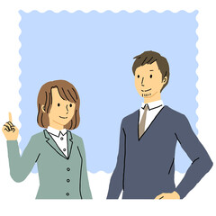 説明をする男女　ビジネス