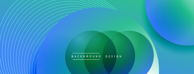 Gradient circles with shadows. Vector techno abstract background. Modern overlapping forms wallpaper background, design template