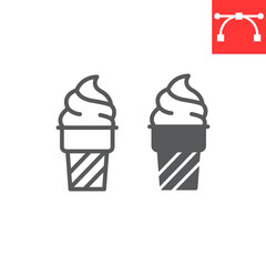 Ice cream line and glyph icon