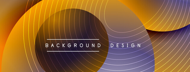 Gradient circles with shadows. Vector techno abstract background. Modern overlapping forms wallpaper background, design template