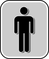 The sign of the toilet . The symbol of the man badge. Vector illustration. A black symbol in a frame on a gray background.