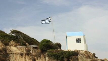 Greece flag , travel destination , summer holiday  - Powered by Adobe
