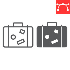 Travel bag line and glyph icon