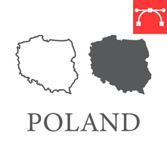 Map of Poland line and glyph icon