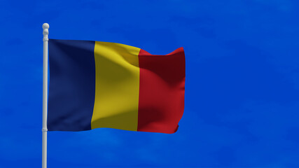 Romanian flag, waving in the wind - 3d rendering - CGI