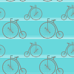 Fototapeta na wymiar ペニーファージング型自転車が並んだシームレスパターン