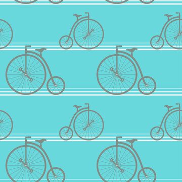 ペニーファージング型自転車が並んだシームレスパターン