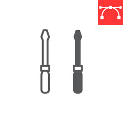 Screwdriver line and glyph icon