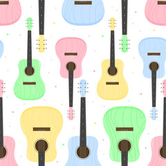 Naklejka premium Pattern with cute guitars. Vector illustration.