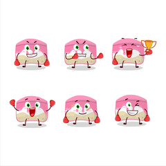 Fototapeta premium A sporty strawberry cake boxing athlete cartoon mascot design