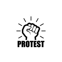 Protest strong fist raised fight icon isolated on white background