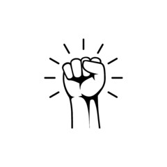 Protest strong fist raised fight icon isolated on white background
