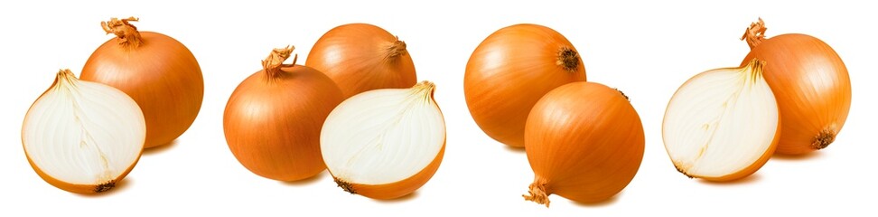 Fresh onion set isolated on white background. Package design elements with clipping path