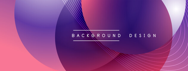 Gradient circles with shadows. Vector techno abstract background. Modern overlapping forms wallpaper background, design template