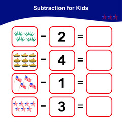 Counting Game for Preschool Children. Educational printable math worksheet. Additional puzzles for kids. Vector illustration in cartoon style.