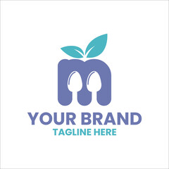 Illustration Logo Vector graphic of Initial M with Spoon. Perfect for Food and cooking brands or companies.