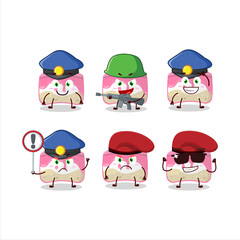 A dedicated Police officer of strawberry cake mascot design style