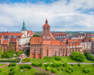 Grudziadz, Poland. Aerial view of historic Old Town