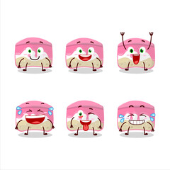 Cartoon character of strawberry cake with smile expression