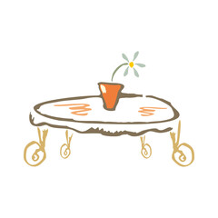 illustration of isolated flower in vase on glass table in EPS10