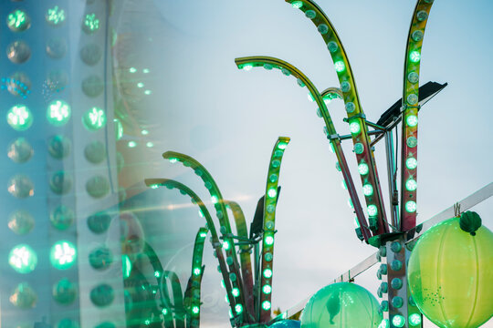 Detail of bulb lights in the amusement park