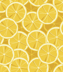 vector seamless pattern sliced lemons, yellow colour palette