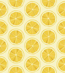 vector seamless pattern sliced lemons, yellow colour palette