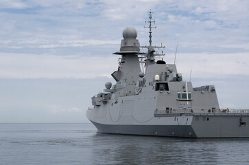 Fototapeta premium WARSHIP - Guided missile frigate on the sea