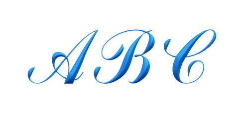 Fototapeta na wymiar 3d alfabet, blue uppercase letters, ABC
