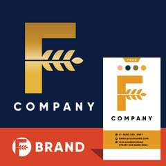 Letter F Initial Wheat Logo Design Vector Icon Graphic Emblem Illustration