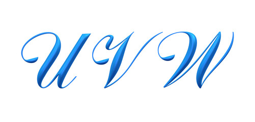 3d alfabet, blue uppercase letters, UVW © Tiziano Cremonini