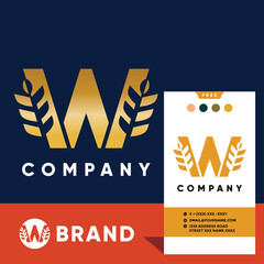 Letter W Initial Wheat Logo Design Vector Icon Graphic Emblem Illustration