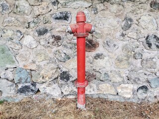 Typical red fire hydrant. Quebec city.
