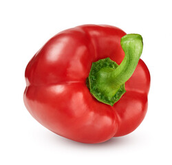 Red sweet bell pepper isolated on white background  