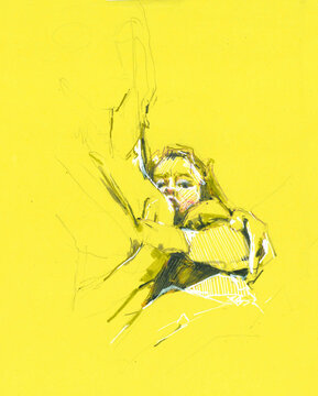 Babe Watercolor Illustration on yellow background