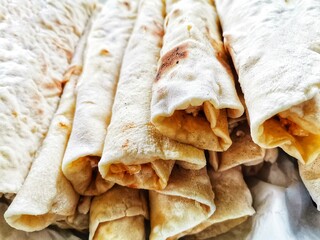 Dough bread. Baked bread. Handmade thin bread.