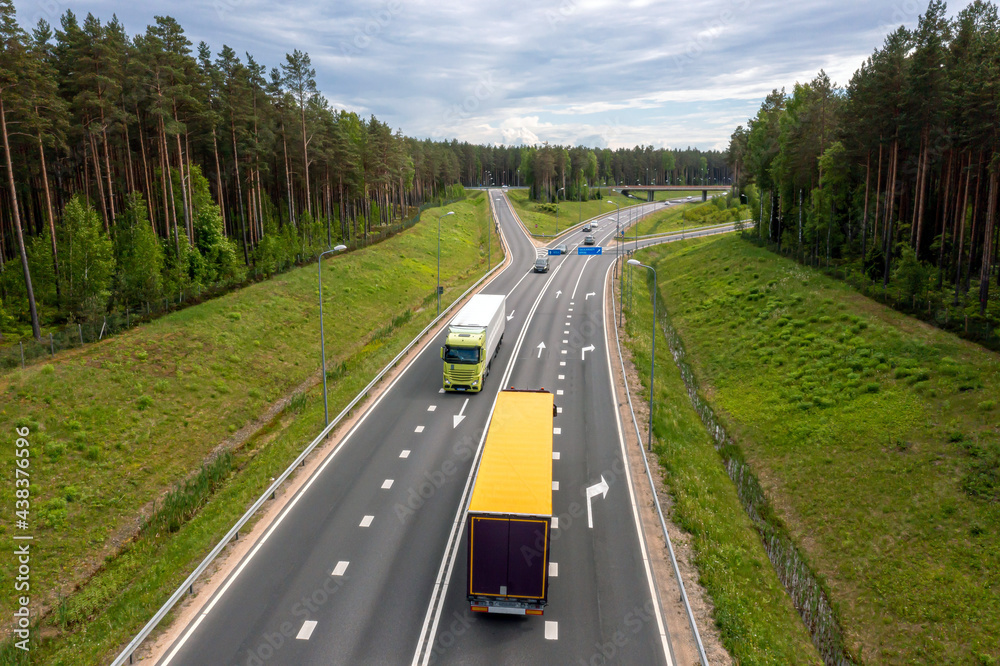 Wall mural highway a1 via baltica (between vilnius, riga and tallinn), road section next to saulkrasti, latvia