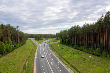 Highway A1 Via Baltica (between Vilnius, Riga and Tallinn), road section next to Saulkrasti, Latvia