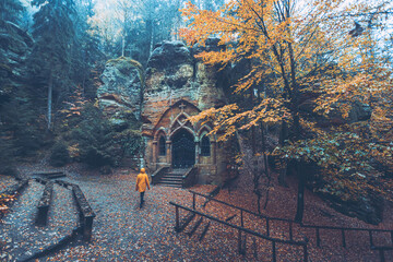 Halloween forest moody church hike in nature