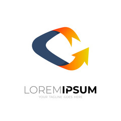 Letter C logo with ribbon design template, 3d style